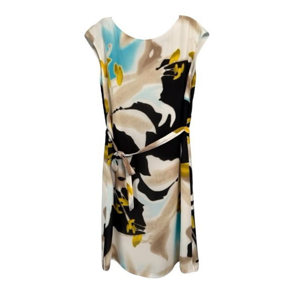 Ellen Tracy 100% Silk Abstract Floral Sheath Dress Size 12 Art to Wear Career - Picture 1 of 13